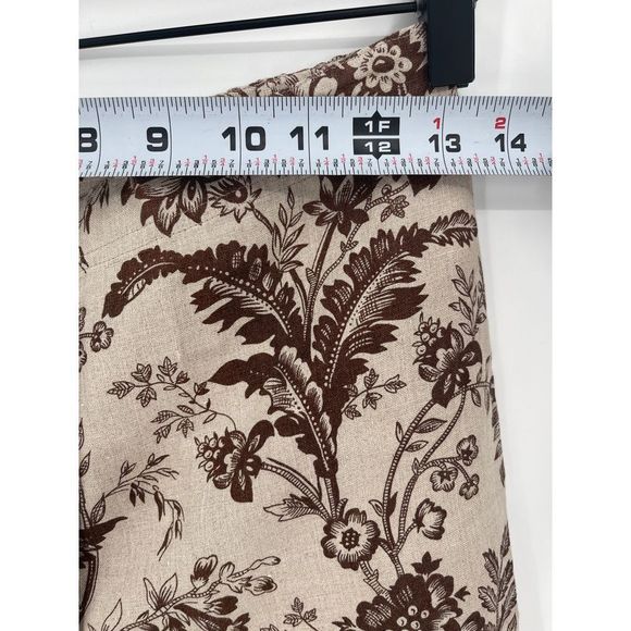 Charter Club Linen Pants Women 4 Petite Tan Brown Floral High‎ Waist Tapered - Picture 3 of 12